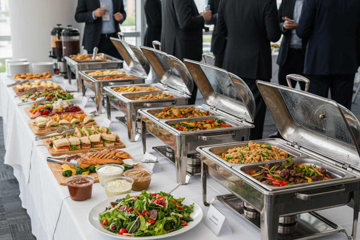 Modern corporate event with small plates